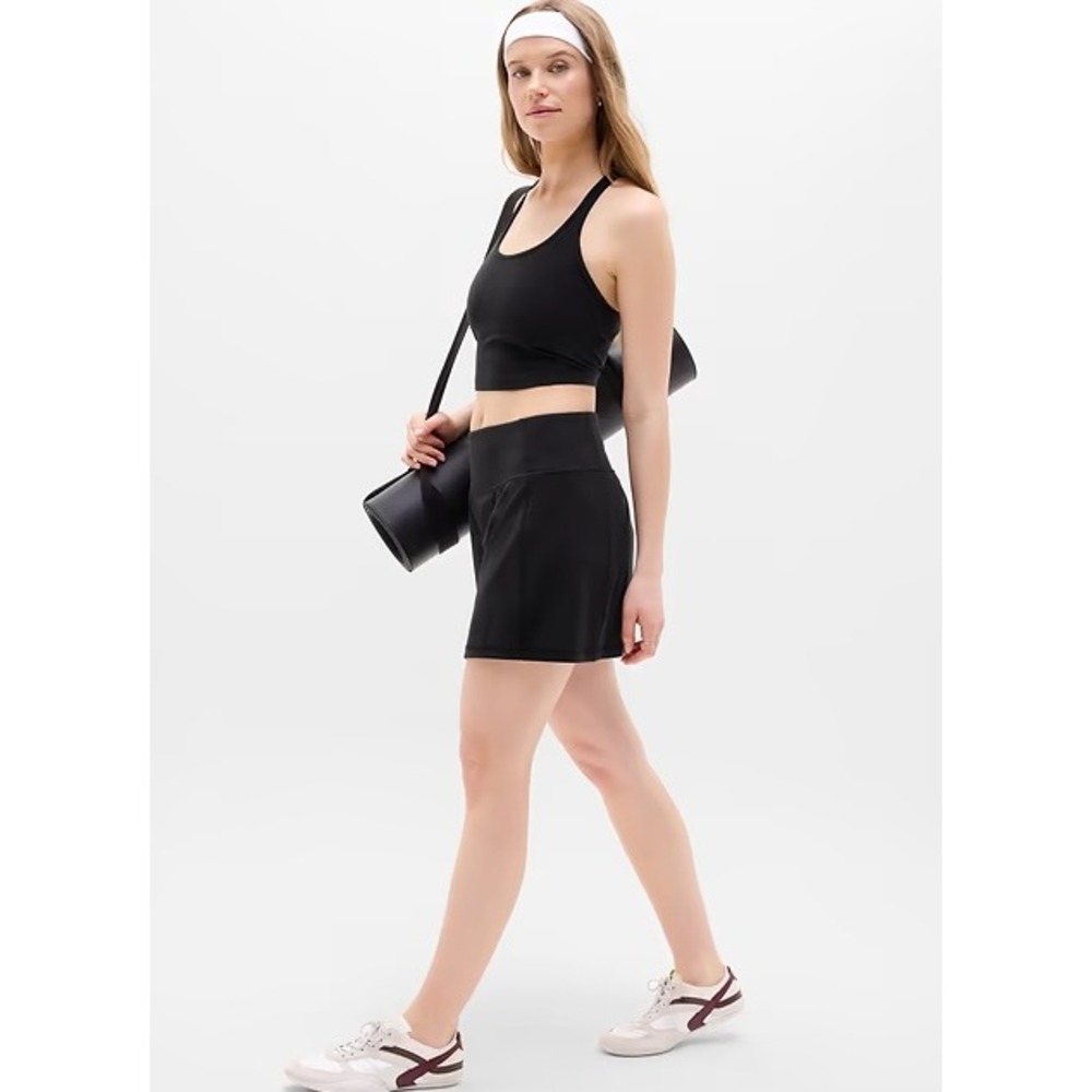 NWT Athleta Salutation Stash Pocket Skort 16.5" Small Black Athletic Tennis Golf
